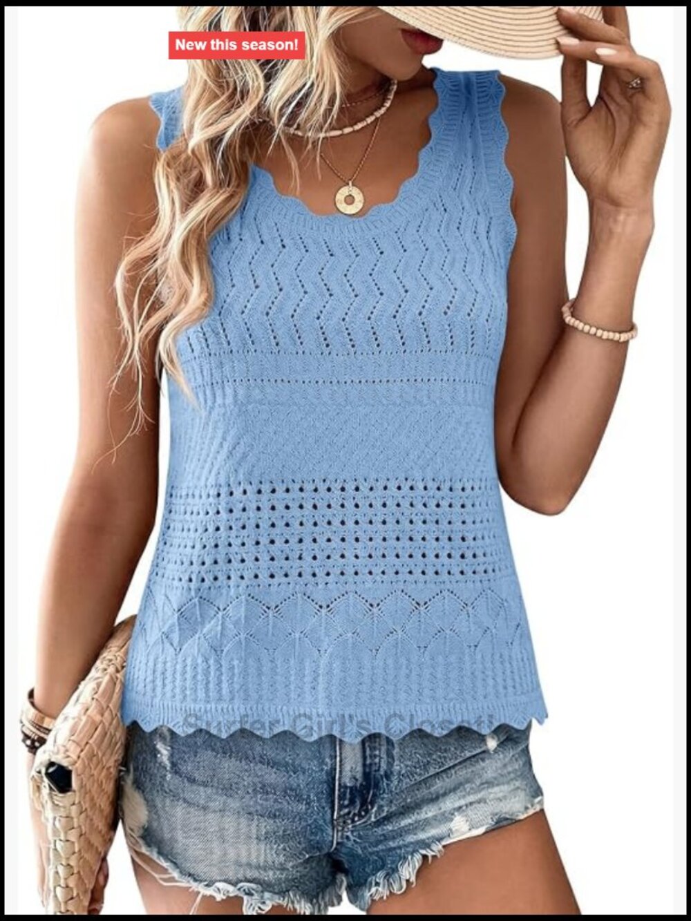 Crochet Knit Sleeveless Tank Top Boho Summer Sweater Vest